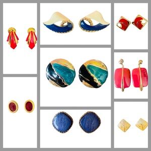 Vintage 80’s Pierced Earring Lot of 16 Pieces / 8 Pairs